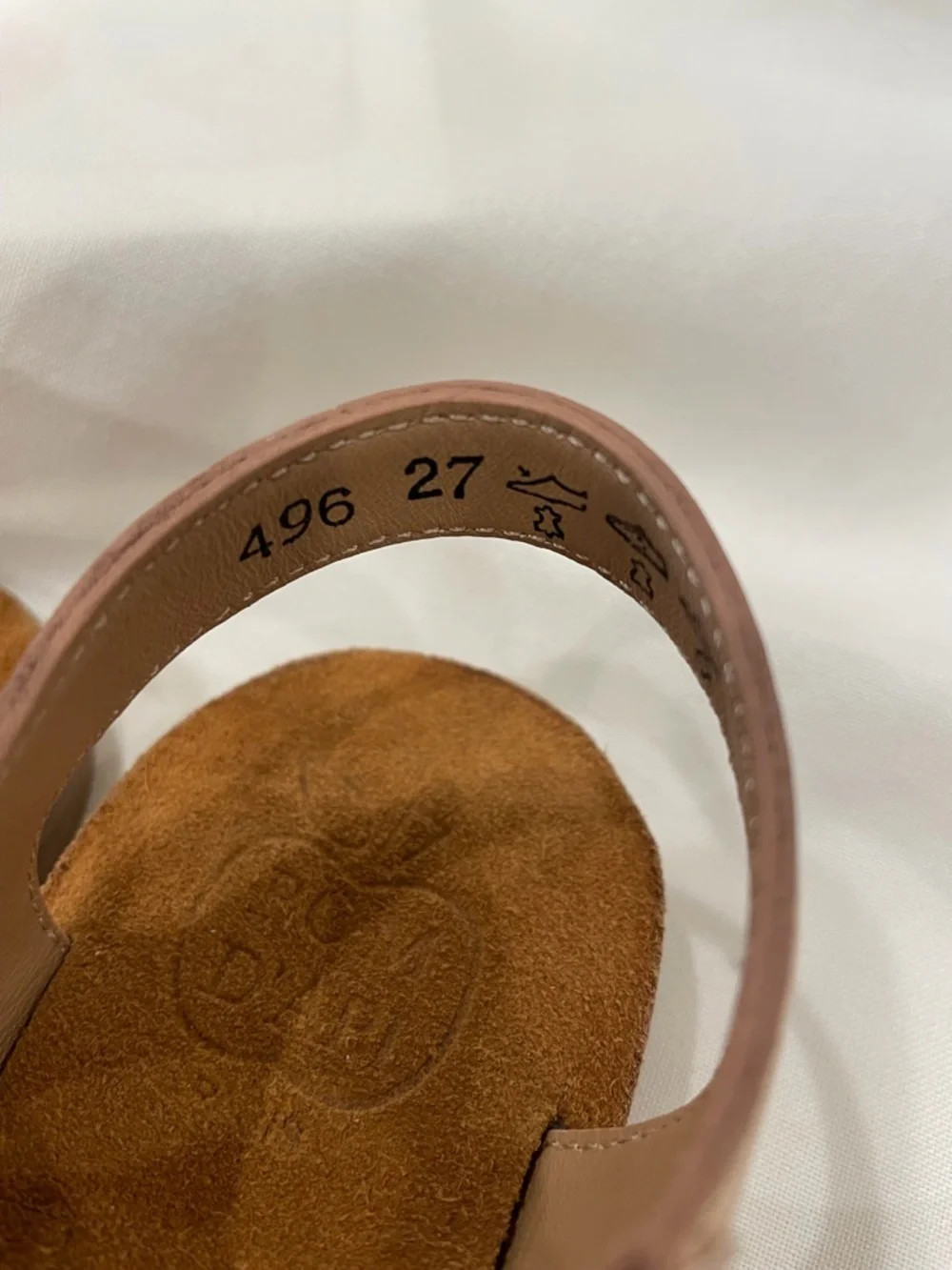 Pom d’Api Kids Metallic Rose Gold Sandals with Hook-and-Loop Strap